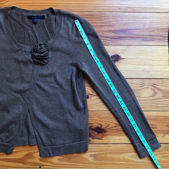 Boden Tan Brown Floral Appliqué Cardigan, EUC, 8 S - Picture 6 of 13